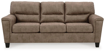 Navi Sofa Fossil, 3-seat stationary brown faux leather sofa with stitching, Unique Piece Furniture on Tampa Home & Garden Store
