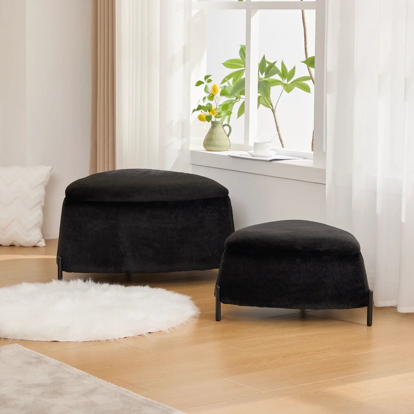Upholstered Storage Ottoman With Reversible Lid