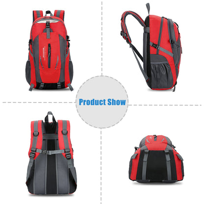 36L Outdoor Backpack GemGear waterproof hiking daypack red/gray, multiple angle views on Tampa Home & Garden Store