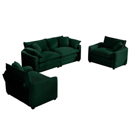 Elegant Oversized Sectional Sofa Set emerald green velvet with deep seats on Tampa Home & Garden Store