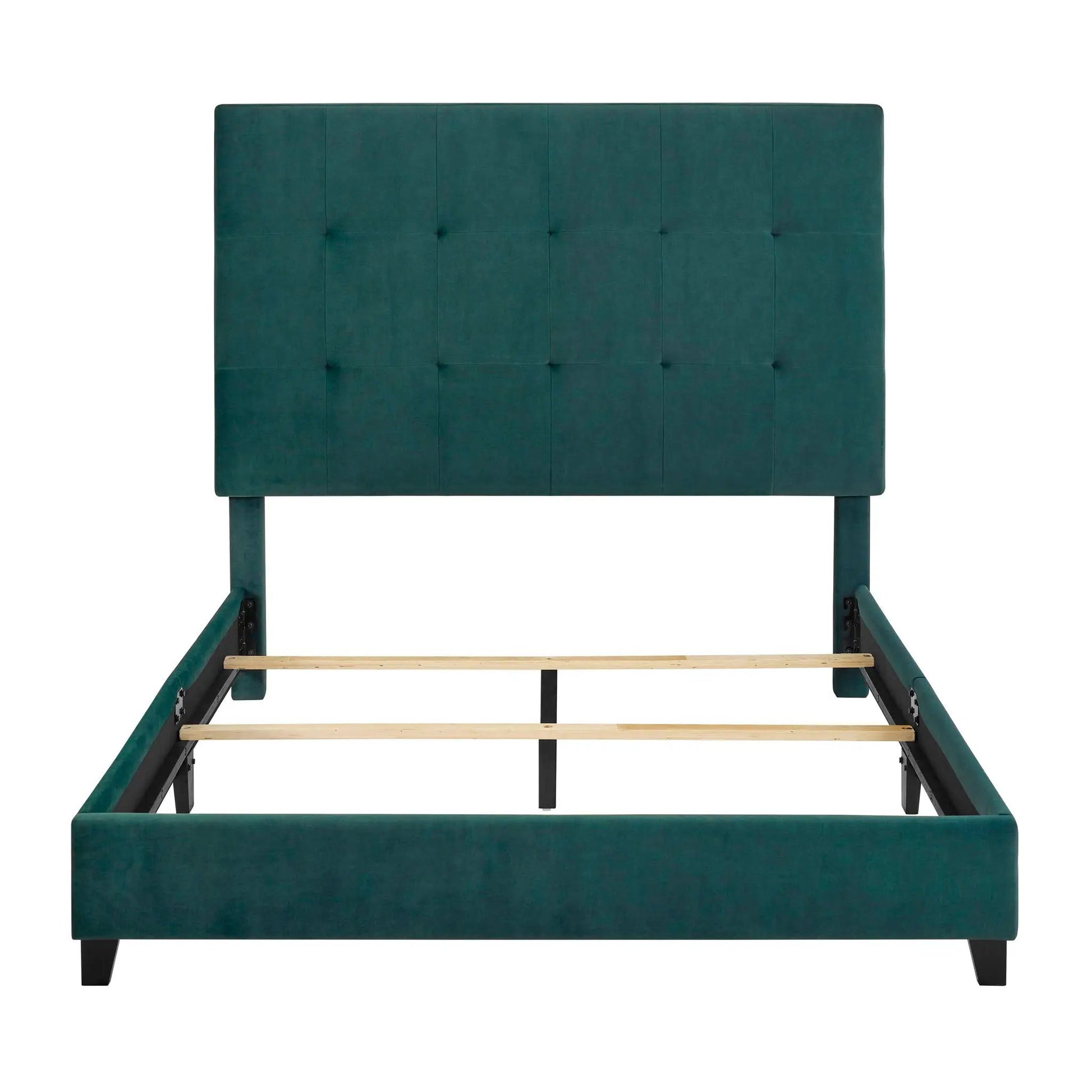 Tufted Upholstered Headboard Platform Bed by Unique Piece Furniture, teal velvet with tufting on Tampa Home & Garden Store