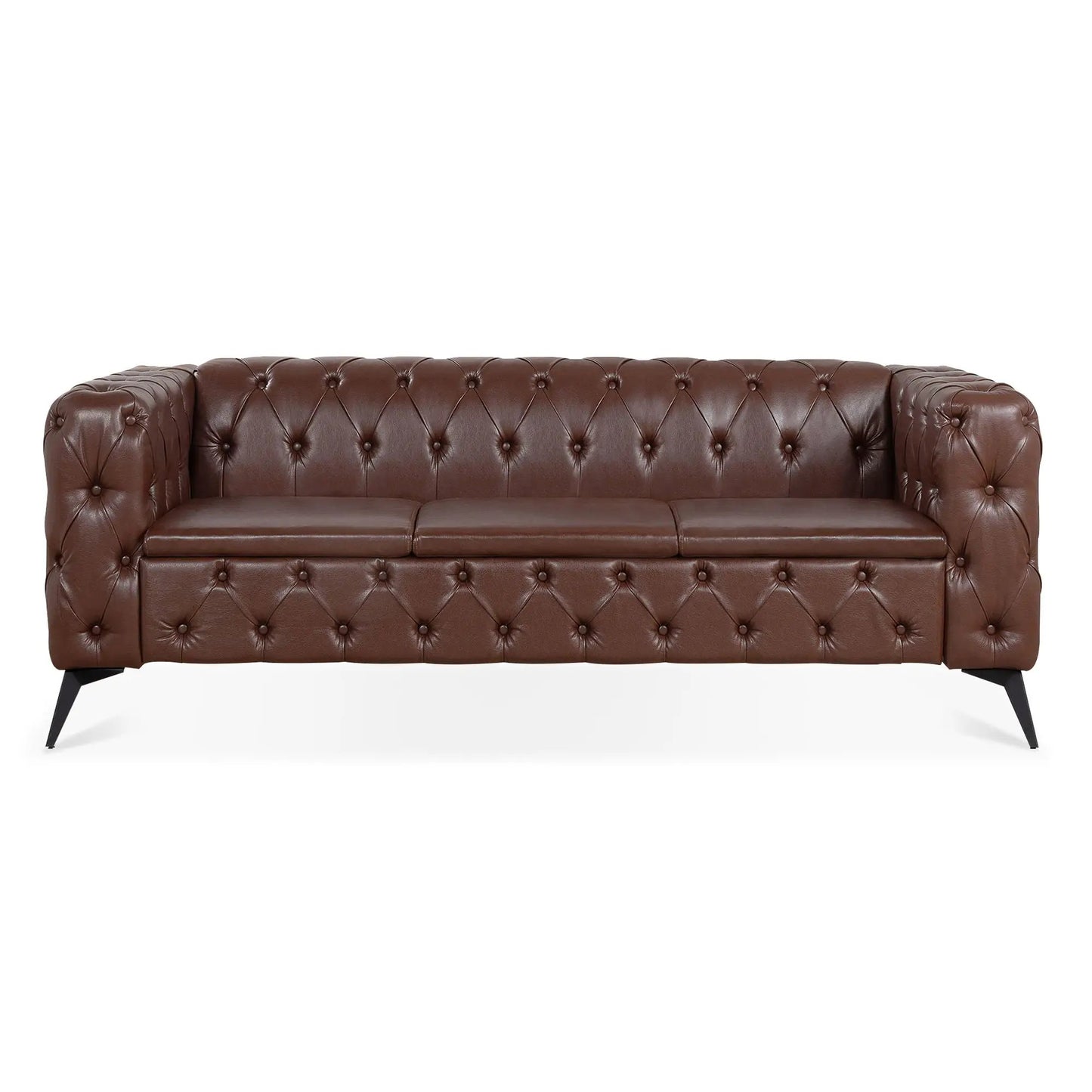 Square Arm Removable Cushion 3 Seater Sofa brown tufted leather by Unique Piece Furniture on Tampa Home & Garden Store