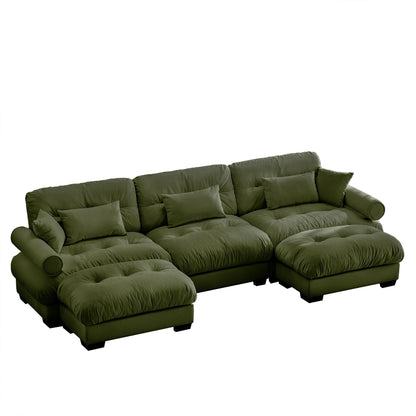 Super Comfort Oversized Modular Sectional Sofa with Movable Ottoman olive green 2-piece set on Tampa Home & Garden Store