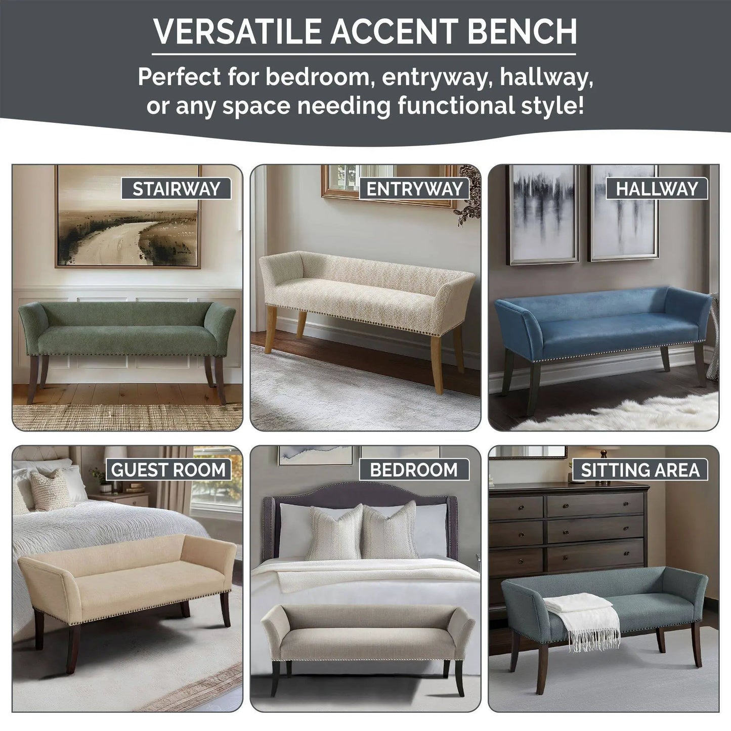 Welburn Upholstered Bench With Padded Back