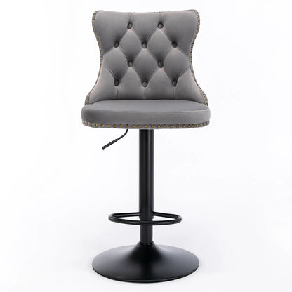 Swivel Bar Stools Adjustable Height Tufted Back