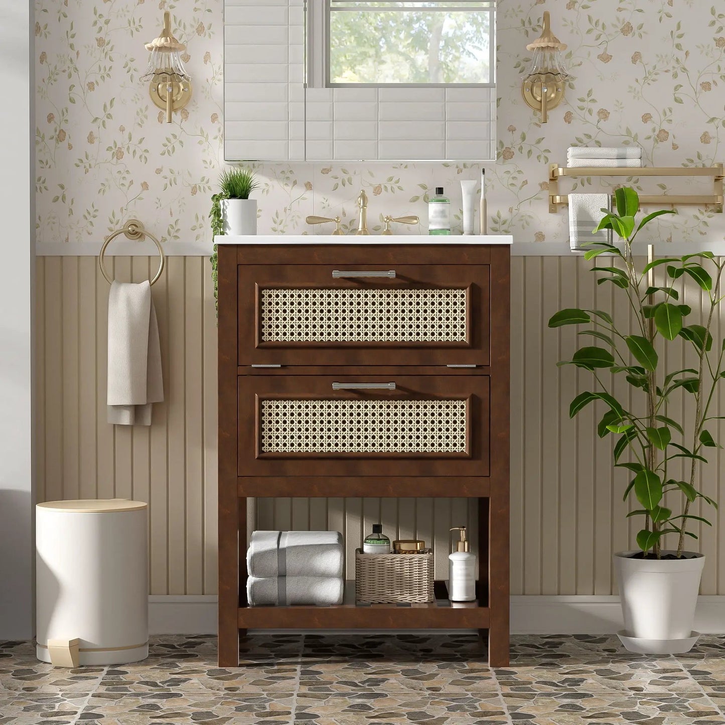 Modern Vanity With Integrated Sink and Cabinet