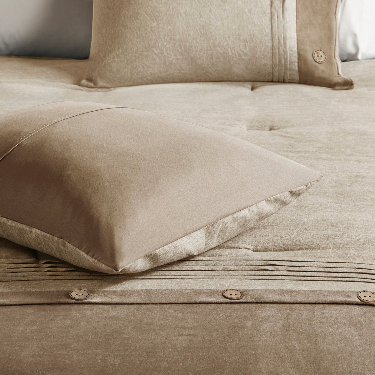 7 Piece Faux Suede Comforter Set Tan Queen by HouseOfZazla on Tampa Home & Garden Store