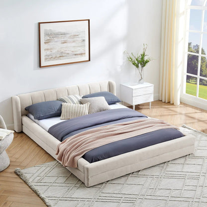 Modern Upholstered Bed Frame With Thick Fabric