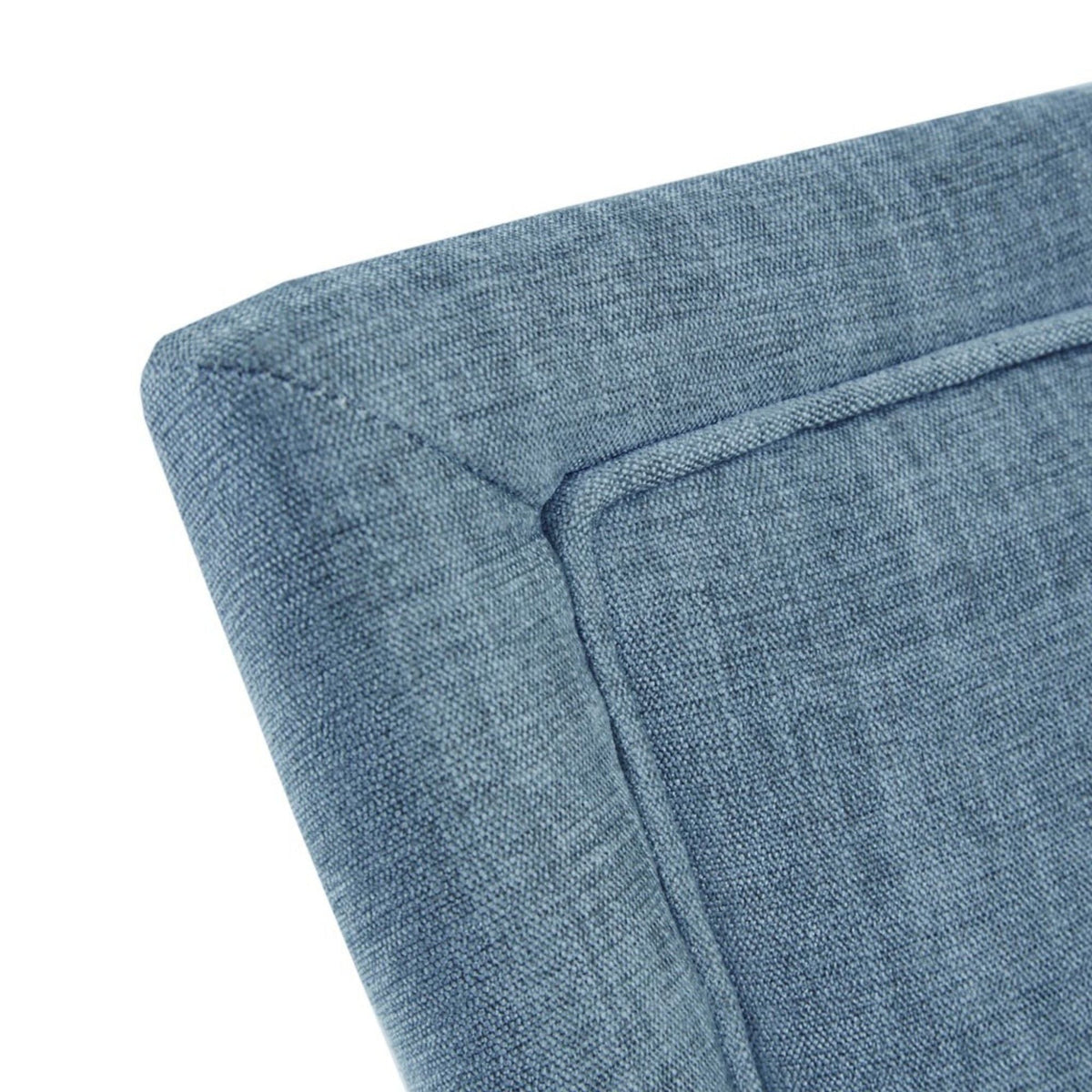 Elegant Dining Side Chair Set of 2 blue denim fabric upholstery close-up seam on Tampa Home & Garden Store
