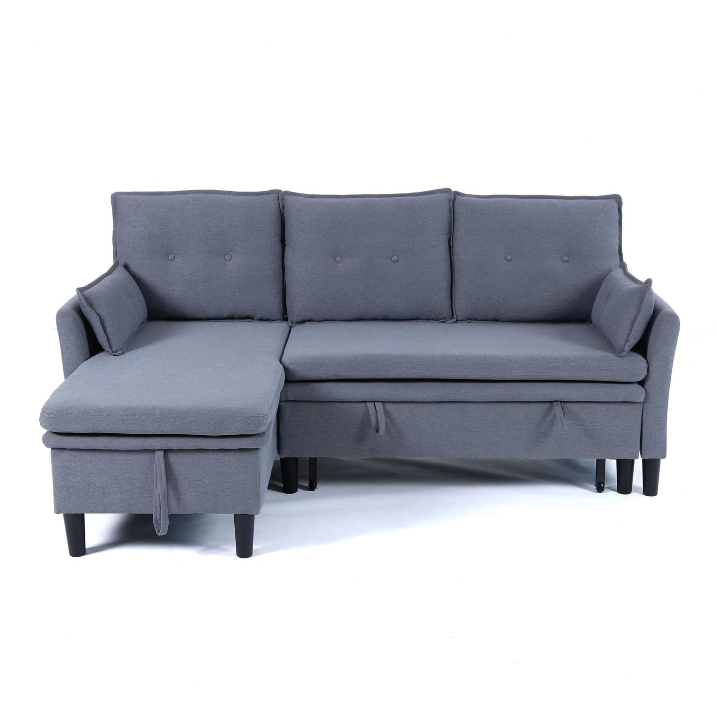 L-Shaped Reversible Chaise Sectional Sofa With Storage in blue-gray fabric by HouseOfZazla on Tampa Home & Garden Store