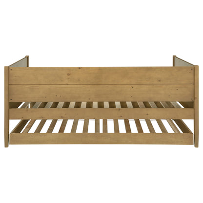 Stewart Twin Daybed with Trundle in natural wood by HouseOfZazla, trundle bed frame on Tampa Home & Garden Store