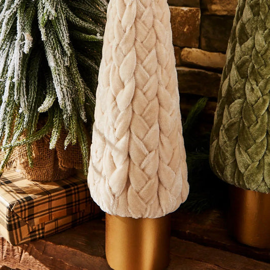 Velvet Christmas Tree trio in ivory center with green velvet trees Gia Roma decor on Tampa Home & Garden Store
