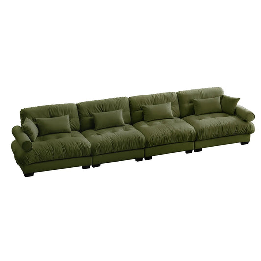 Super Comfort Oversized Modular Sectional Sofa olive green fabric with plush cushions on Tampa Home & Garden Store