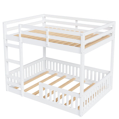 Bunk bed by HouseOfZazla with ladder and guardrails, white frame and slats, 2 levels on Tampa Home & Garden Store