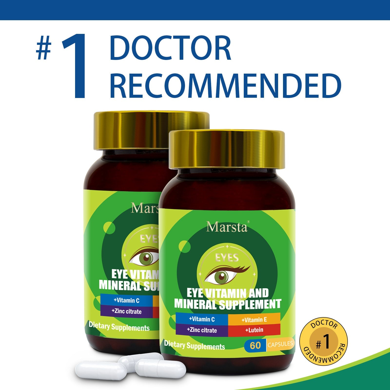 Perfecsy Eye Vitamin And Mineral Supplements two bottles with green label 60 capsules on Tampa Home & Garden Store