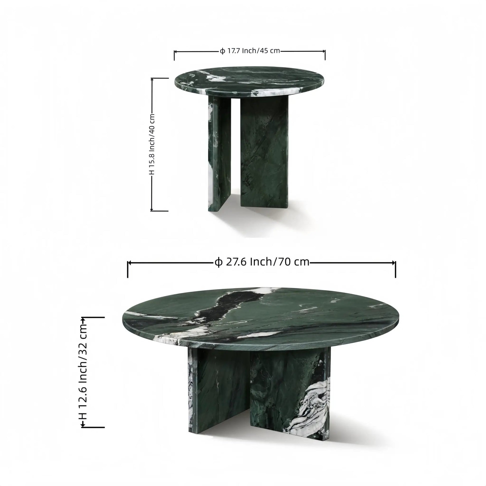 Elegant Coffee Duo Table Set: green marble tables with white veining by Unique Piece Furniture on Tampa Home & Garden Store
