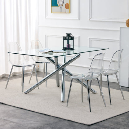 6-piece transparent acrylic dining chair set by HouseOfZazla around a glass dining table on Tampa Home & Garden Store