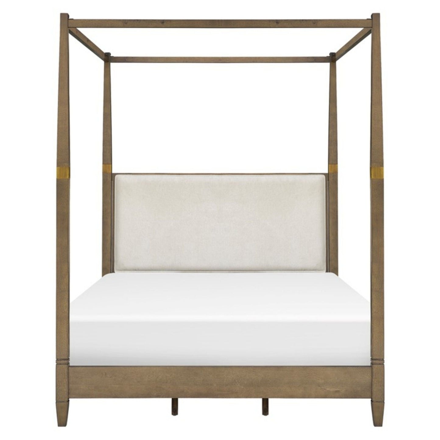 Queen Canopy Bed Frame With Upholstered Headboard