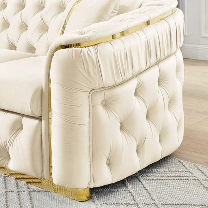 Button Tufted Chesterfield Sofa With 2 Pillows