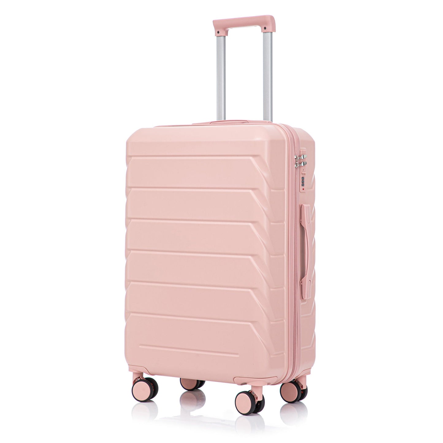 Pink 3-piece spinner luggage set 20/24/28in with combination lock and 360-degree wheels on Tampa Home & Garden Store