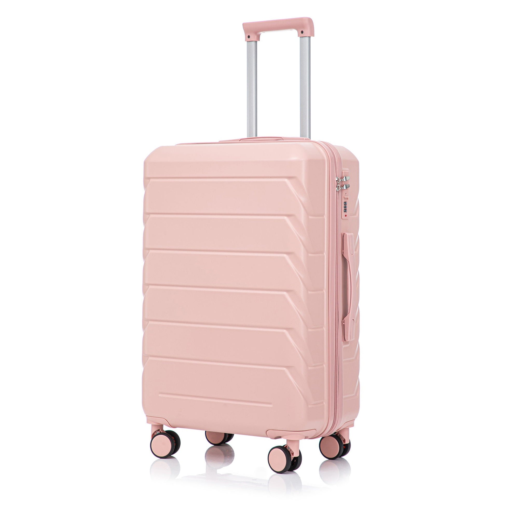 Pink 3-piece spinner luggage set 20/24/28in with combination lock and 360-degree wheels on Tampa Home & Garden Store