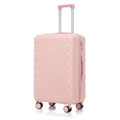 Pink 3-piece spinner luggage set 20/24/28in with combination lock and 360-degree wheels on Tampa Home & Garden Store