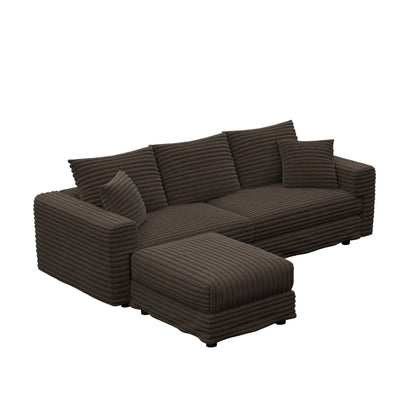 Deep Seat Sofa Bed With Ottoman and Soft Pillows