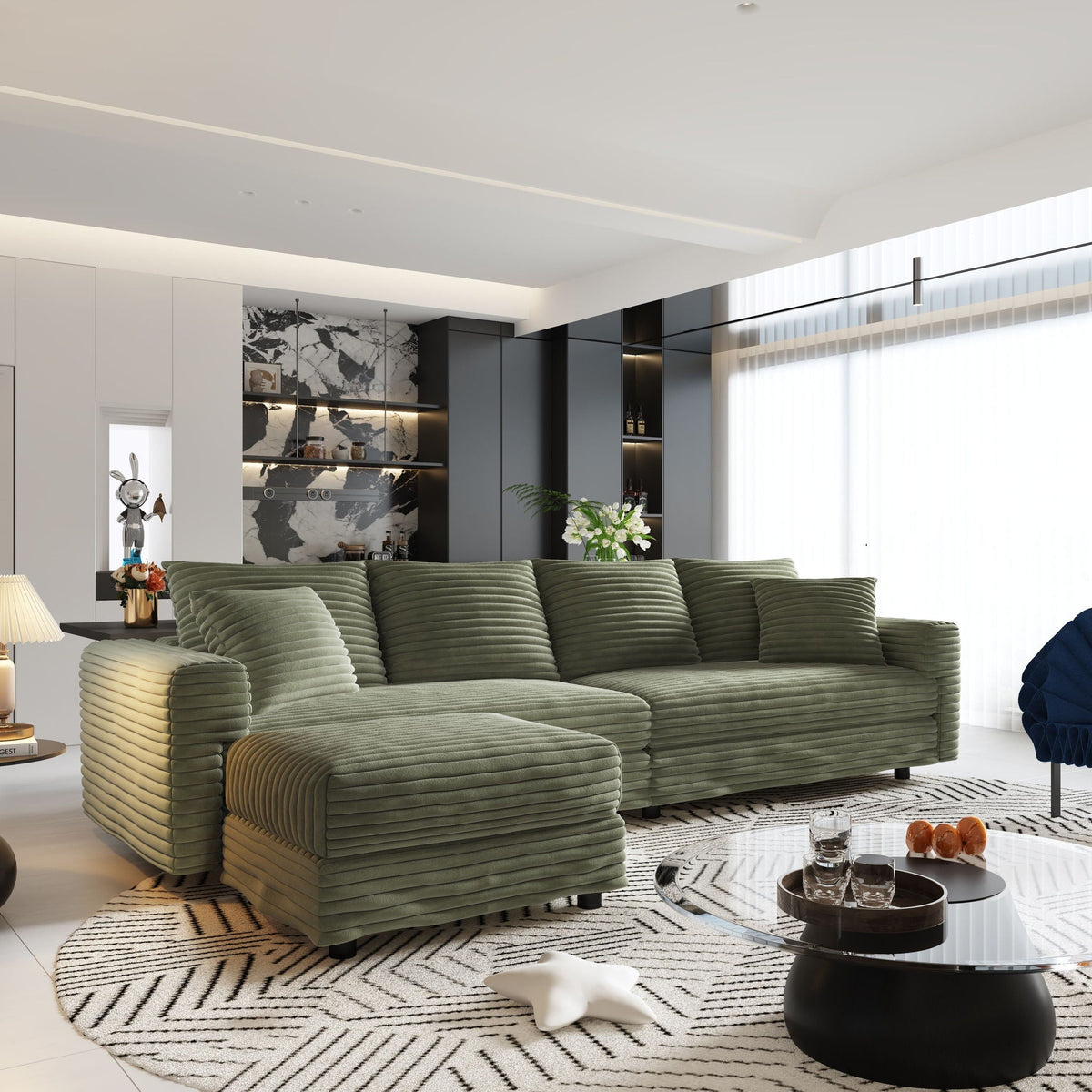 Modern Deep Seat Upholstered Sofa and Couch