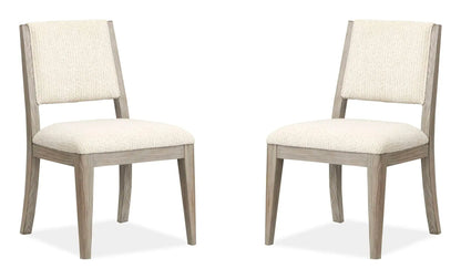 Braelyn Upholstered Side Chair set of 2 in Dorian Gray beige fabric with light wood frame on Tampa Home & Garden Store