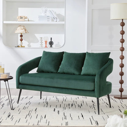 Open Back Loveseat Settee With Three Pillows