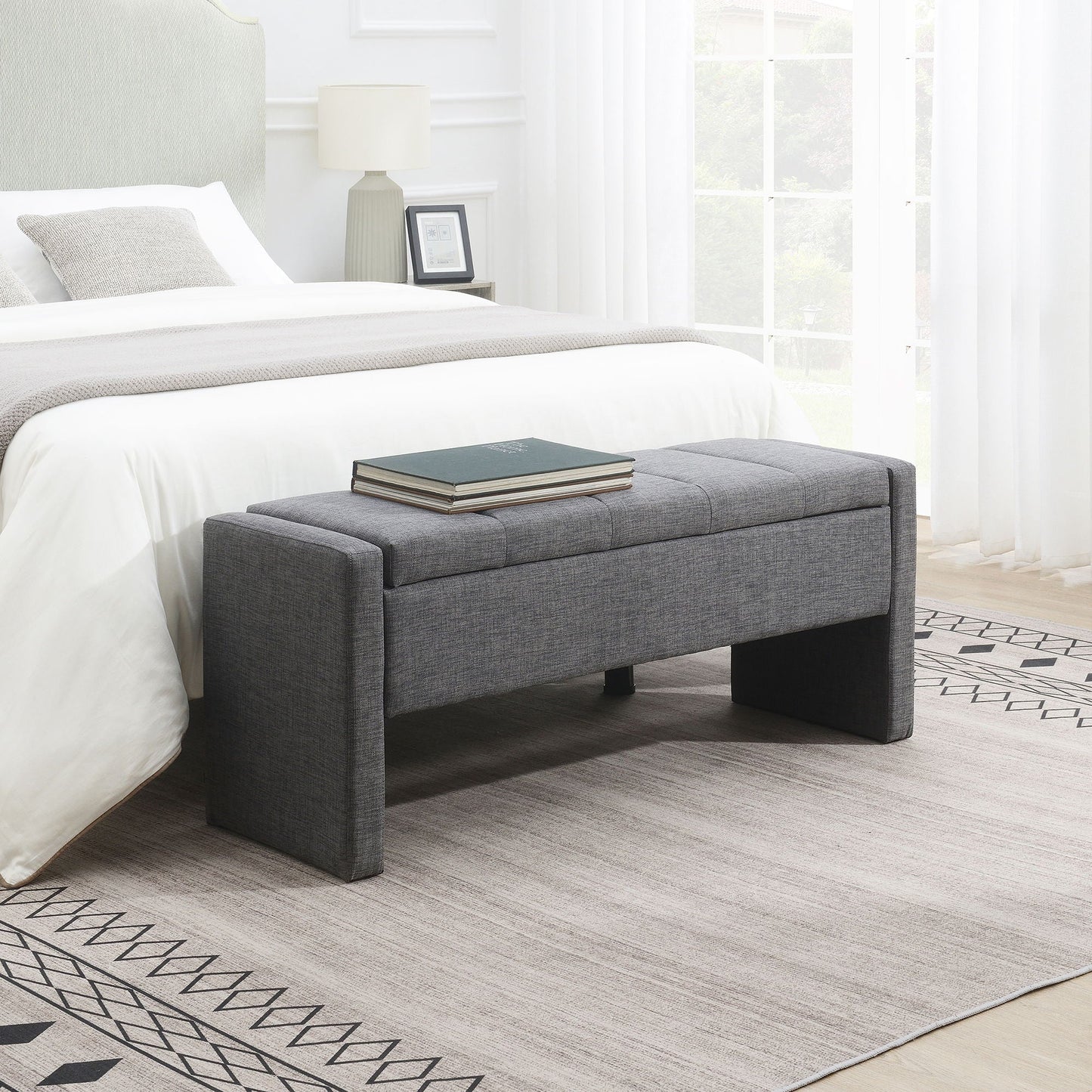 Modern Upholstered Bed End Bench with Storage