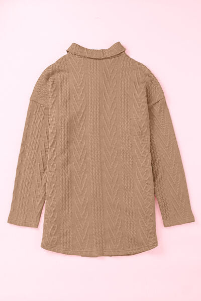 Stevvex camel knit jacket back view with chevron cable texture, coats & jackets on Tampa Home & Garden Store