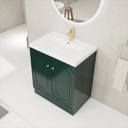 Contemporary bathroom vanity with resin sink, dark green cabinet, Unique Piece Furniture on Tampa Home & Garden Store
