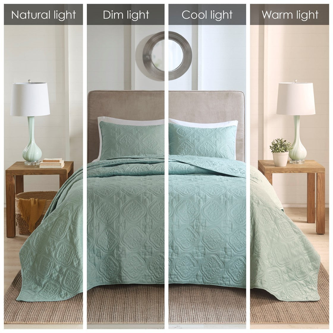 The Seafoam 3 Piece Reversible Bedspread Set