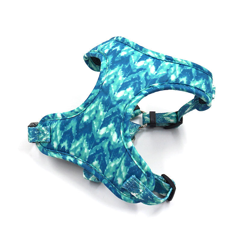 Dog harness by Pet Zen in blue tie-dye with adjustable straps on Tampa Home & Garden Store