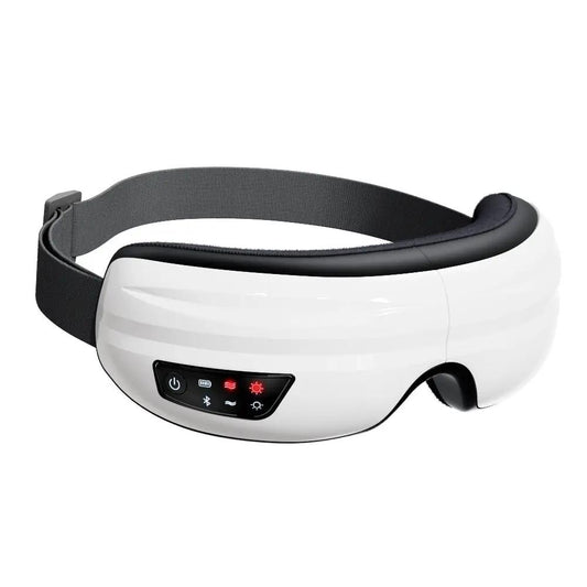 Eye Massager Air Pressure and Vibration Relief white massager with black strap panel on Tampa Home & Garden Store