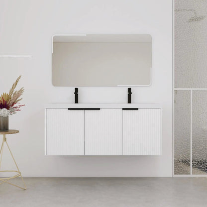 Modern Wall Mounted Vanity With Resin Double Sink