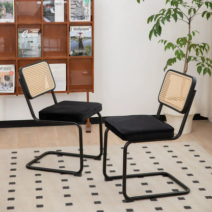 Rattan Accent Dining Chairs With Painted Legs