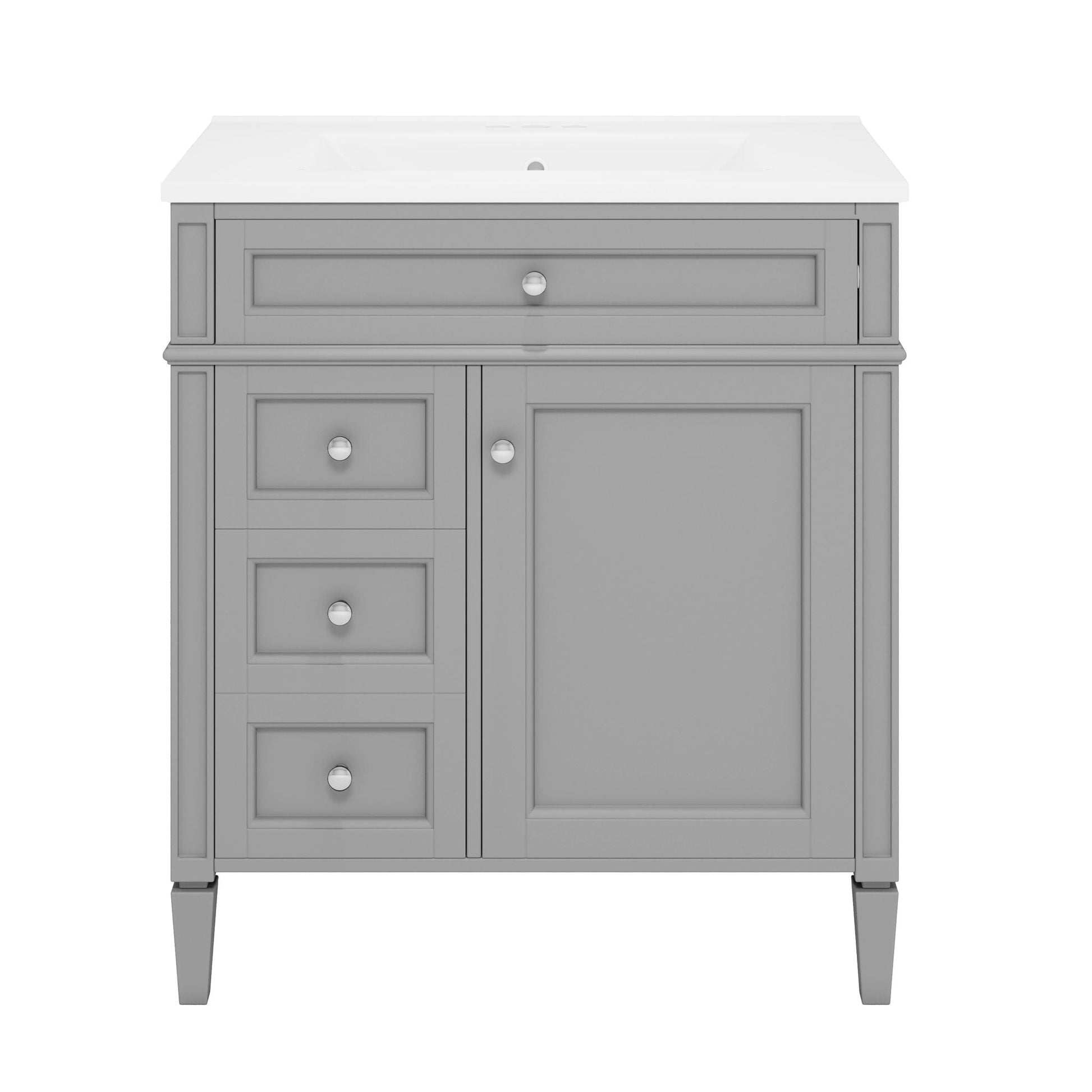 Bathroom vanity with medicine cabinet in gray, white countertop, HouseOfZazla on Tampa Home & Garden Store