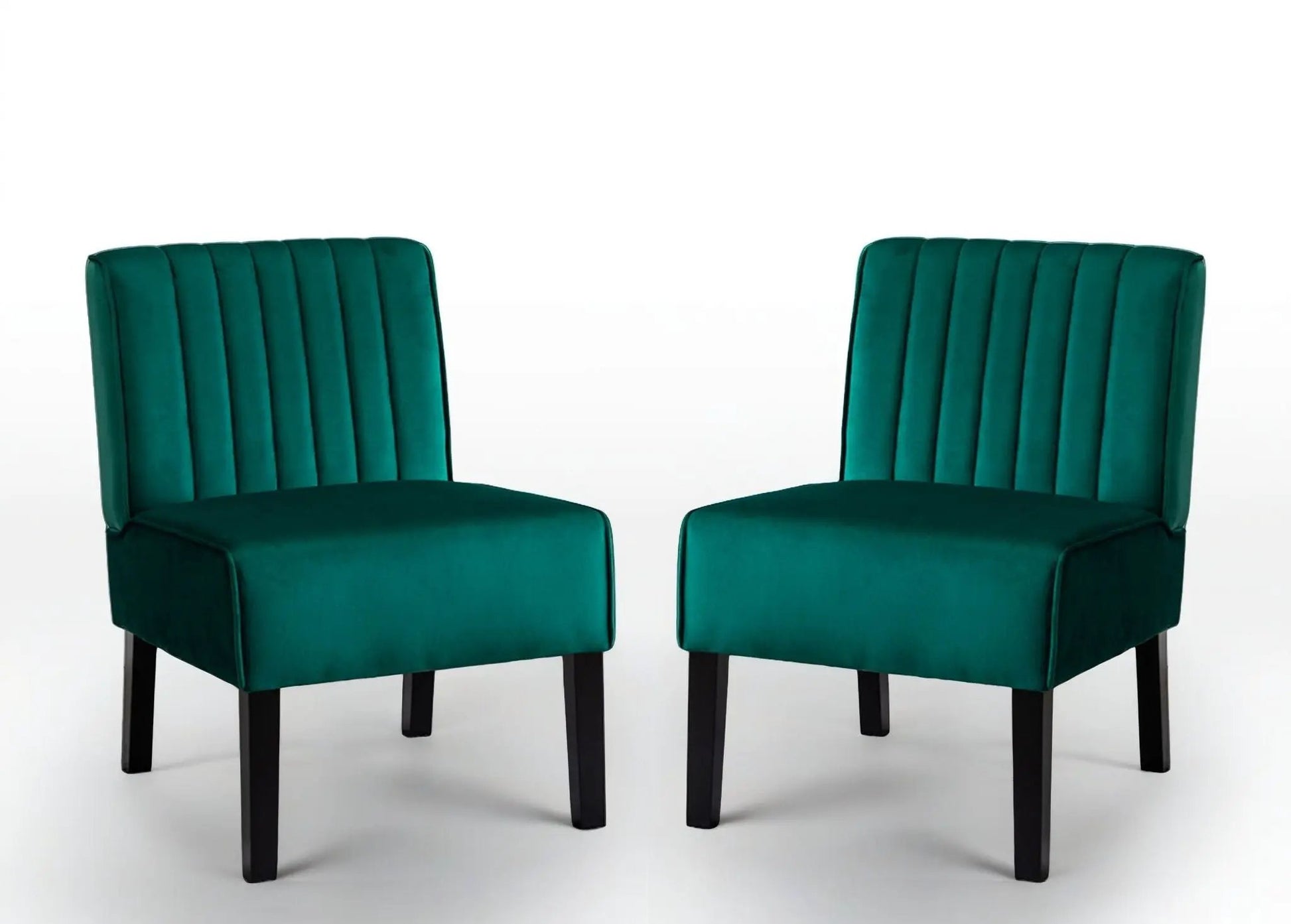 Reese mid-century teal velvet accent chairs, set of 2 with black wooden legs on Tampa Home & Garden Store