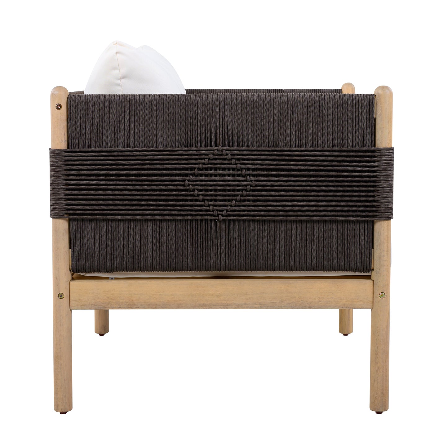 Outdoor Acacia Club Chairs set of 2 by HouseOfZazla with diamond-pattern rope and light teak on Tampa Home & Garden Store