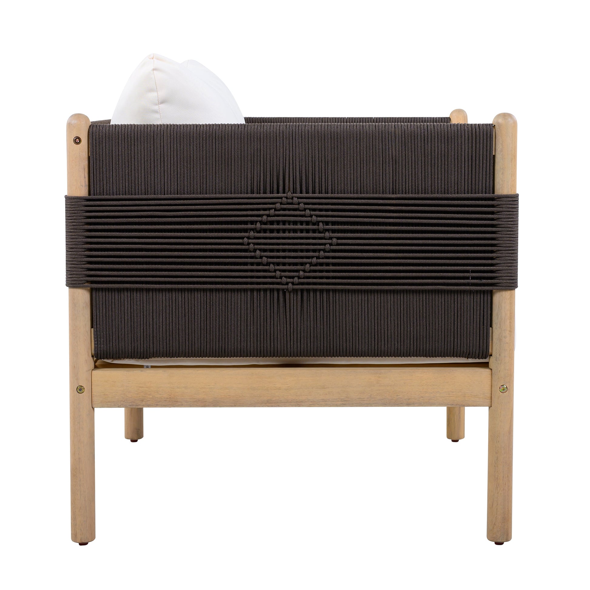 Outdoor Acacia Club Chairs set of 2 by HouseOfZazla with diamond-pattern rope and light teak on Tampa Home & Garden Store