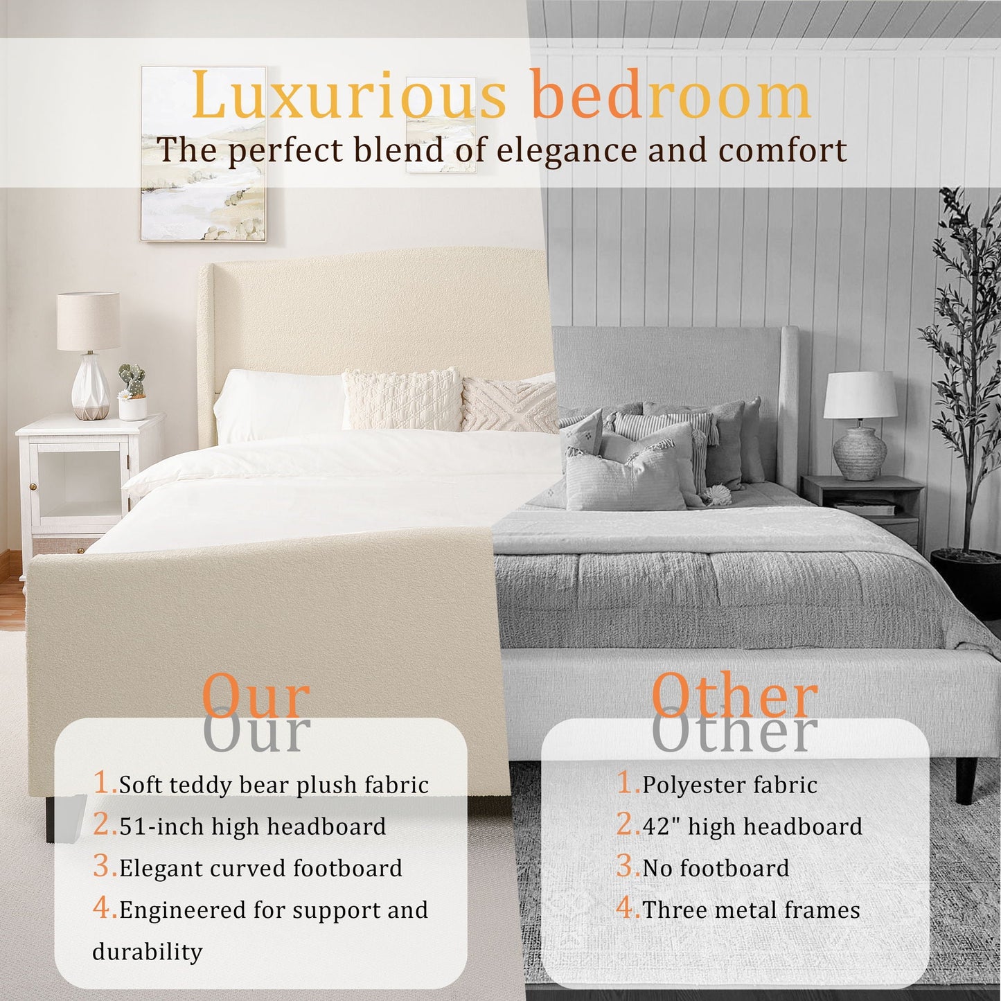 Sturdy Platform Bed Frame and a Padded Headboard