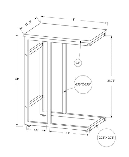 C Shaped Accent Table for Sofa and Bedside Use