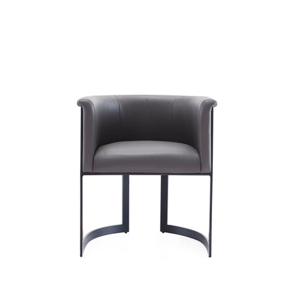 Corso Dining Chair with modern metal frame dark gray leather upholstery HouseOfZazla on Tampa Home & Garden Store