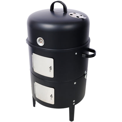 Heavy Duty Round Steel Charcoal Grill and Smoker