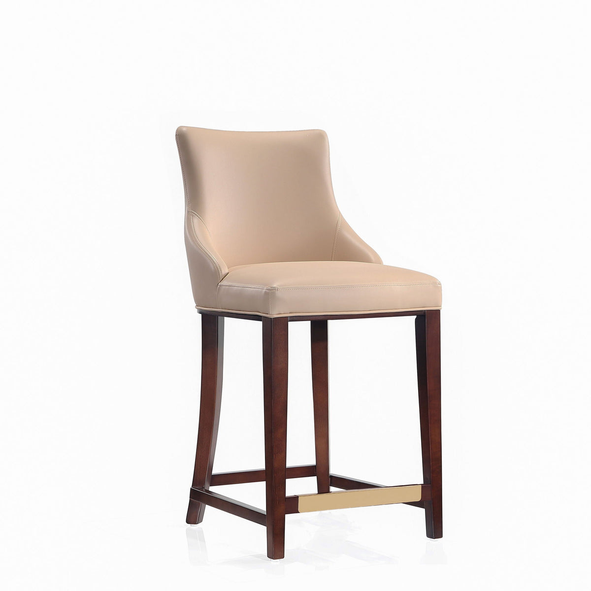 Shubert Counter Stool beige leather seat with dark wood legs, counter height 24–27 in on Tampa Home & Garden Store