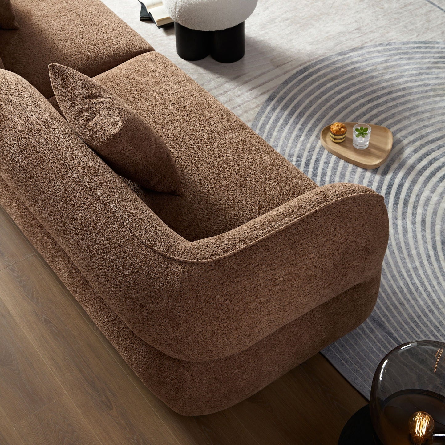 Brown sectional sofa with solid wood frame and high density sponge fill in textured fabric on Tampa Home & Garden Store