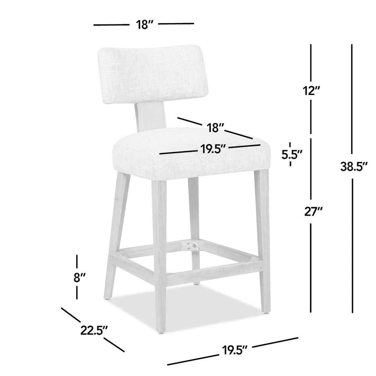 Counter Stool Round Arched Upholstered Open-Back Travertine Beige HouseOfZazla 19.5in seat on Tampa Home & Garden Store
