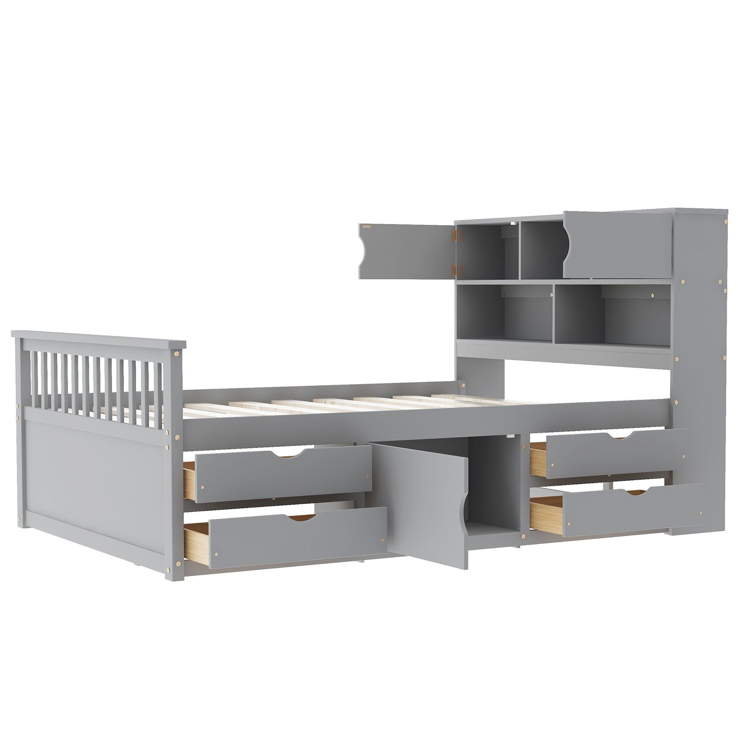 Captain Platform Bed Frame and Bookcase Headboard
